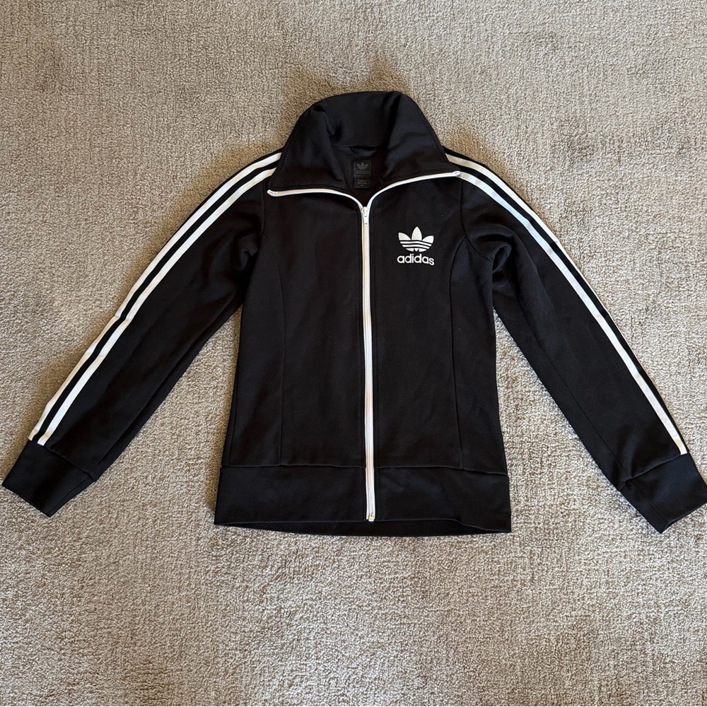 Adidas retro trefoil track jacket, black, women’s XS
